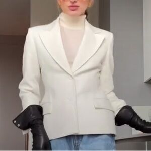 Zara structured white blazer sz.L